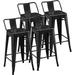 26 Inch Metal Bar Stools Set Of 4 Counter Height Barstools With Low Back Indoor Outdoor Kitchen Stools Modern Industrial Bar Chairs Matte Black
