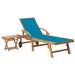 Walmeck Sun Lounger with Table and Cushion Solid Teak Wood