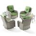 Meetleisure Outdoor Swivel Rocker Wicker Patio Chairs Sets of 4 With 2 Tables Green
