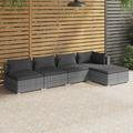 Buyweek 5 Piece Garden Lounge Set with Cushions Poly Rattan Gray