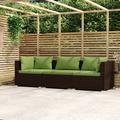 Buyweek Wicker Patio Furniture 3 Piece with Cushions Brown Poly Rattan