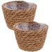 2Pcs Rustic Hand Woven Plant Basket Natural Woven Flower Planter Plant Container (Random Color)