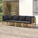 Buyweek 4 Piece Patio Lounge Set with Dark Gray Cushions Bamboo