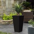 Luxenhome Tall Planters For Indoor Plants Tapered Black Planters For Outdoor Plants 24 Plant Pots Outdoor/Indoor Large Flower Planter Pot Rectangular Planter Garden Pots Macetas Para Plantas