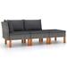 Buyweek 3 Piece Patio Lounge Set Poly Rattan and Solid Eucalyptus Wood