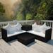 Buyweek 4 Piece Patio Lounge Set with Cushions Poly Rattan Black