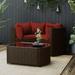 Buyweek 4 Piece Patio Lounge Set with Cushions Brown Poly Rattan