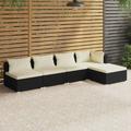 Buyweek 5 Piece Garden Lounge Set with Cushions Poly Rattan Black