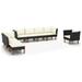 Buyweek 8 Piece Patio Lounge Set Poly Rattan and Eucalyptus Wood Black