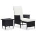 Buyweek 2 Piece Patio Lounge Set with Cushions Poly Rattan Black