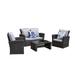 4-Pieces PE Rattan Wicker Outdoor Patio Furniture Set with Grey Cushions 00006