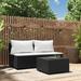 Buyweek 3 Piece Patio Lounge Set with Cushions Black Poly Rattan