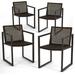 Efurdne Outdoor Dining Chairs Set of 4 PE Rattan Patio Chairs with Armrest for Patio Deck Backyard and Poolside (Brown)