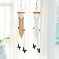 Temacd Outside Butterfly Wind Chime Aluminum Tube Wind Chimes Ornament Wind Chime Soothing Melodic Hanging Pendant Outdoor Garden Decor Housewarming Gift