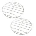 Hemoton 2pcs Round Barbecue Grill Stainless Steel Barbecue Stand BBQ Tools Barbecue Accessories for Daily Use without Tray (Silver Diameter in 22cm)