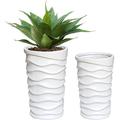 Luxenhome Planters For Outdoor Plants Set Of 2 Garden Plant s Indoor Outdoor Mgo Planting Flower s For Indoor Plants Large Flower Plant Outdoor Planters White Balcony Garden Tall Planter