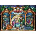 Stained Glass Nativity Jigsaw Puzzle Advent Calendar 1000 Piece by Vermont Christmas Company - 24 Puzzle Sections to Complete - Count Down to Christmas Each Day in December