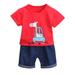 Quealent Boys Size 8 Clothes ShortsOutfit Set 3 Month Old Boys Clothes Denim Boys Childrenscostume Red 12-18 Months