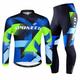 Mens Cycling Jersey Long Sleeve Set Cycle Outfits Bicycle Riding Shirts Padded Bicycling Pants Blue XXL