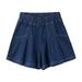 Quealent Checker Bike Shorts Solid Color Denim Shorts Flowy Skirted Shorts Butterfly Short Skirts Toddler Gymnastic Denim Girls Shorts Dark Blue 18-24 Months