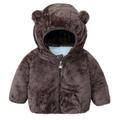 Winter Coats For Toddler Girls Winter Windproof Solid Bear Ears Hooded With Pocket Warm Outerwear Girls Denim Jackets Brown 100