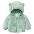 Toddler Winter Coats For Girls Winter Windproof Solid Bear Ears Hooded With Pocket Warm Outerwear Cute Zip Up Jackets For Girls Green 90