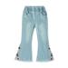 Quealent School Uniforms for Juniors Summer Long Pants Leggings Pants Princess Children Jeans Female Clothes Girls 7-8 Denim Girls Pants Blue 4-5 Years