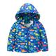 Toddler Winter Coat Winter Rainbow Cartoon Dinosaur Prints Hooded Thicken Windproof Zipper Warm Outwear Girls Denim Jackets Dark Blue 120