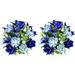 Full Lily Peony & Hydrangea With Green Foliage Mixed Artificial Flower Bush Blue Set Of 2 (GPB4307-BLUE-2)