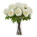 Nearly Natural A1806-WH 22 in. Artificial Peony Arrangement with Cylinder Glass Vase White