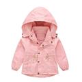 Girls Outerwear Jackets Winter With Pocket Hooded Zipper Windproof Outwear Girls Denim Jackets Pink 100