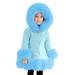 Girls Outerwear Jackets Little Thicken Winter Warm Faur Leather Button Down With Hood Long Sleeve Outerwear Jackets For Girls Fall Kids Warm Sky Blue 140