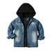 Quealent Heavy Jacket Boy Outwear Over Autumn Winter Long Sleeve Denim Jacket Blouse Boys Jean Hoodie Blue Black 5t Coat Denim Boys Outerwear Black 3-4 Years