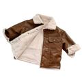 Girls Heavy Winter Coats Winter Wear Leather Handsome Locomotive Leisure Leather Kids Jackets Girls Coffee 90