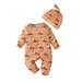 AMILIEe Toddler Baby Girl Boy Fall Winter Rompers Infant Halloween Pumpkin Print Jumpsuits Bodysuit + Hat