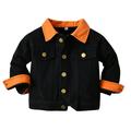 Quealent Girls Coat Girls Windproof Denim Coat Jacket Kids Warm Outerwear Jacket Jacket Big Girl Denim Girls Coat Orange 18-24 Months