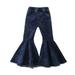 Quealent Lined Pants for Girls Waist Toddler Solid Girls Bottoms Girls Pants Sweatpants Denim Girls Pants Dark Blue 2-3 Years