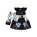 Kids Little Girl Halloween Costume Ghost Print Flying Sleeve A-Line Dress + Treat Candy Handbag Sets Party Dress Up Outfits
