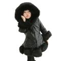 Girls Winter Coats Little Thicken Winter Warm Faur Leather Button Down With Hood Long Sleeve Outerwear Kids Jackets Girls Black 100