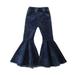 Quealent Lined Pants for Girls Waist Toddler Solid Girls Bottoms Girls Pants Sweatpants Denim Girls Pants Dark Blue 3-4 Years