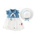 dmqupv Girl Dress Baby Girls 6M-3Y Fly Sleeve Denim Patchwork Star Rainbow Tulle Princess Dress Hat Set White 12-18 Months