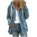 Posijego Women s Hoodie Soft Casual Solid Color Zipper Drawstring Loose Long Sleeve Jacket Fall Winter Outerwear