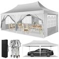 COBIZI 10x20 Canopy with Sidewalls Pop Up Canopy Tent Large Party Tents Commercial Canopy for Parties 3 Adjustable Height UV50+ &Waterproof Sun Shade Bonus Carry Bag Tent Stakes White