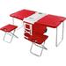 - Multi-Function Rolling Cooler Picnic Camping Outdoor W/Table & 2 Chairs Outdoor Picnic Foldable Upgraded Stool Heat Insulation Box