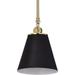 HTYSUPPLY Lighting 60/7408 Dover - 1 Light Small Pendant in -Century Modern Style-9.5 Inches Tall and 7 Inches Wide Black/Vintage Brass Finish with Black Shade