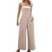 Birthday Outfits for Women 2 Piece Sets Summer Tennis Outfits for Women 2 Piece Set White Women s Loose Sleeveless Jumpsuits Adjustable Spaghetti Strap Stretchy Long Pant Romper Jumpsuit with Pockets