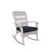 42" White Resin Wicker Rocker Chair with Blue Cushion