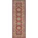 Geometric Kazak Runner Rug Hand-Knotted Oriental Red Wool Carpet - 2'9" x 9'11"