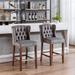 Modern Bar Stools Set of 2 Upholstered 27" Barstools Wingback Breakfast Chairs & Nailhead-Trim & Tufted Back Bar Chairs