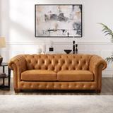 Hydeline Kingston Top Grain Leather Chesterfield Sofa Couch with Feather, Memory Foam and Springs